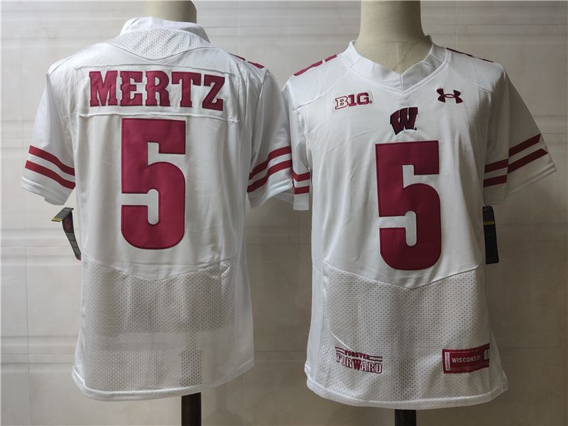 Men Wisconsin Badgers #5 Mertz White Elite 2025 NCAA Jersey